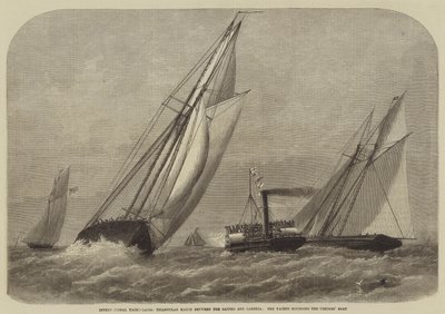 Regate Internazionali di Yacht, Gara Triangolare tra la Sappho e la Cambria, gli Yacht che girano intorno alla Barca degli Arbitri da Henry Spernon Tozer